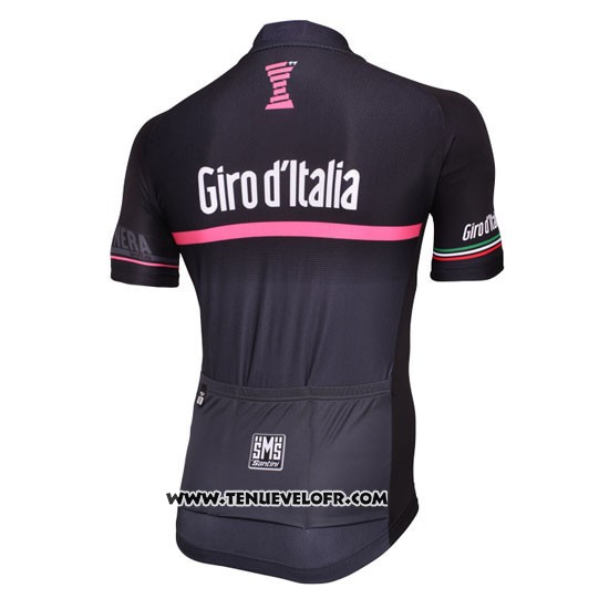 2016 Maillot Ciclismo Giro D'italie Noir et Rouge Manches Courtes et Cuissard